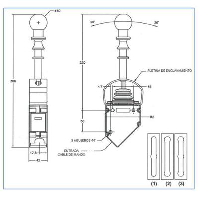 Câble de commande adaptable Kuhn A7060065, levier avec blocage
